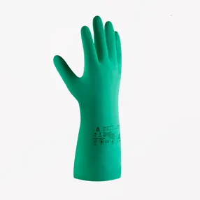 Нитриловые перчатки JN711 с хлопковым напылением (зеленые)