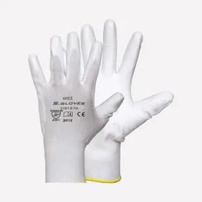 Перчатки нейлоновые «KREZ», с ПУ покрытием, бесшовные
