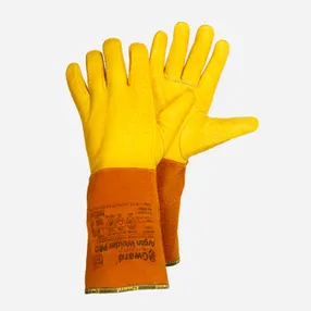 Краги Gward Argon Welder Pro из спилка с перчаткой из желтой кожи
