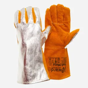 Краги GwardTrack Metal из спилка оранжевого цвета с металлизированным полотном