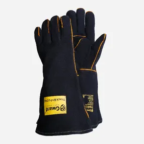 Краги Gward Track Black  из спилка черного цвета с широким раструбом