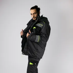 Зимний Костюм "КОРВЕТ" с СОП зима, куртка/брюки, т.серый/черный/лимон