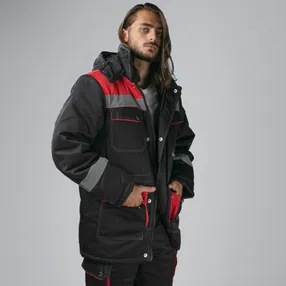 Зимний Костюм "АНТЕЙ" с СОП зима куртка п/к черный с красным