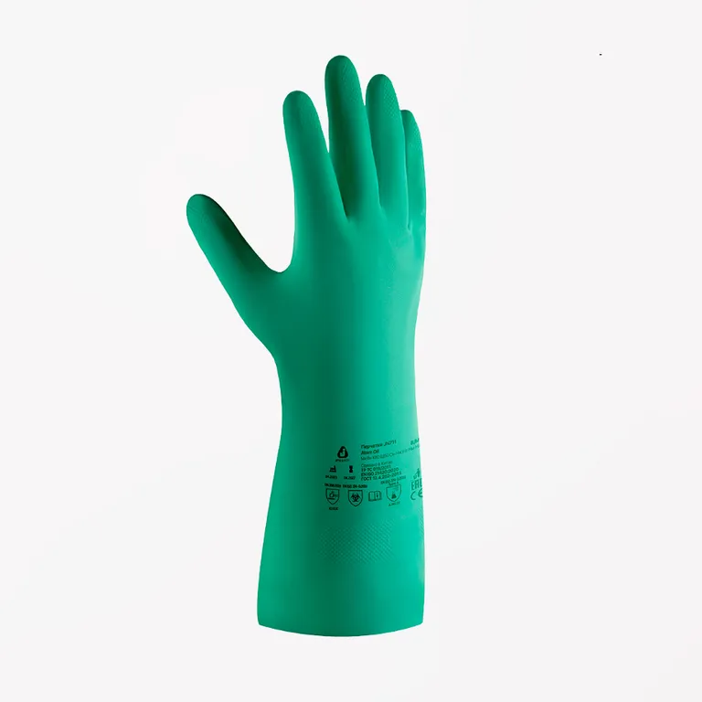 Jeta Safety / Нитриловые перчатки JN711 с хлопковым напылением (зеленые)