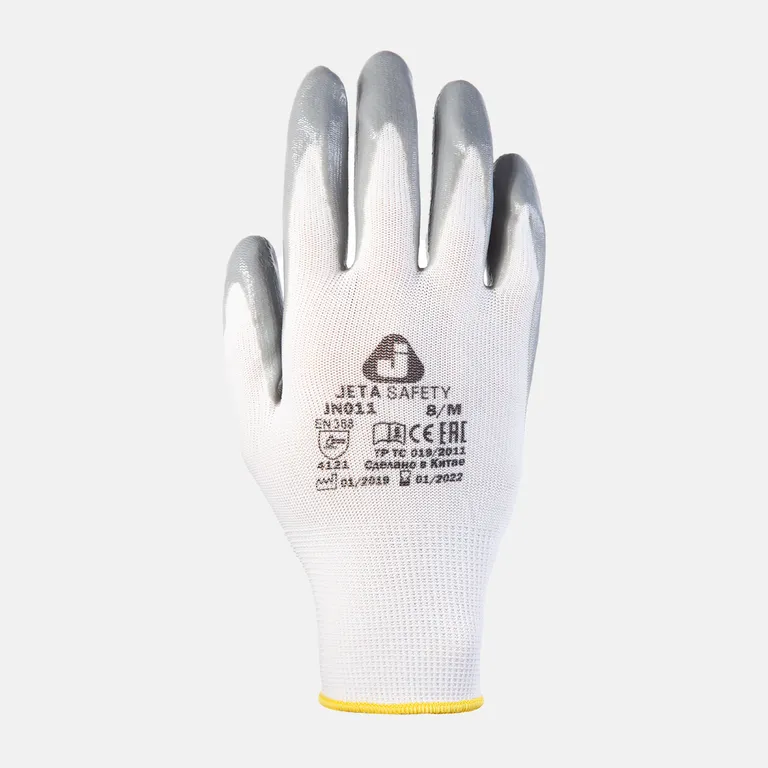 Jeta Safety / Защитные промышленные перчатки JN011 из полиэстера с нитриловым покрытием