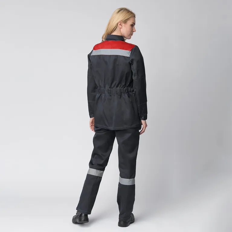 Факел / Костюм женский Весна-1 СОП CH (тк.Смесовая,210) брюки, т.серый/красный