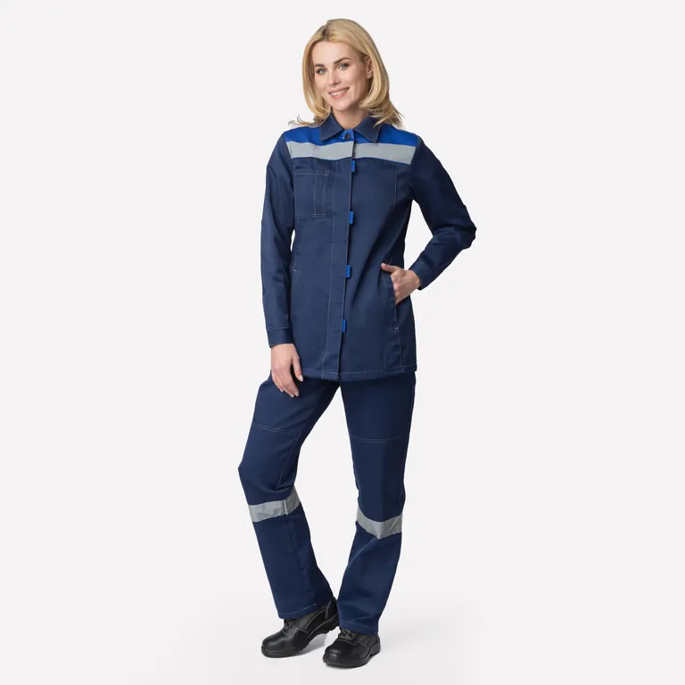 Факел / Костюм женский Весна-1 СОП CH (тк.Смесовая,210) брюки, т.синий/васильковый