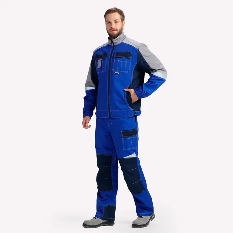 Факел / Костюм Формула (тк.Смесовая,240) брюки, васильковый/т.синий/серый