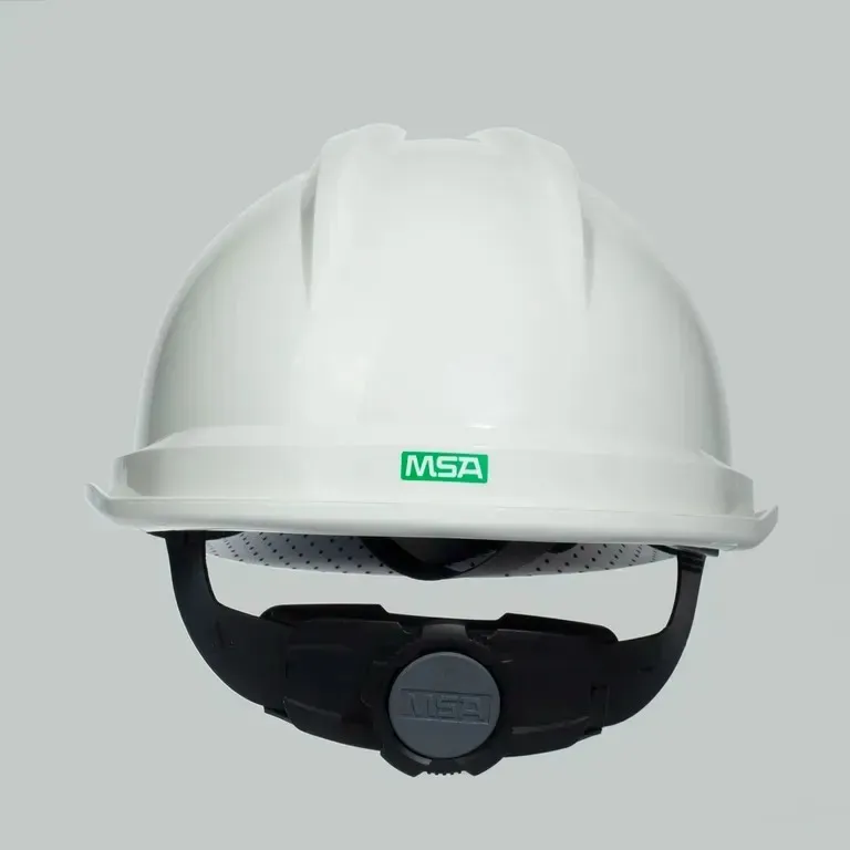 MSA / Каска защитная V-GARD 520 без вентиляции белая с оголовьем Push-Key