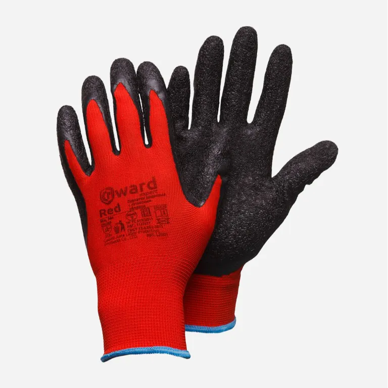 Gward / Перчатки нейлоновые Gward Red с текстурированным латексным покрытием
