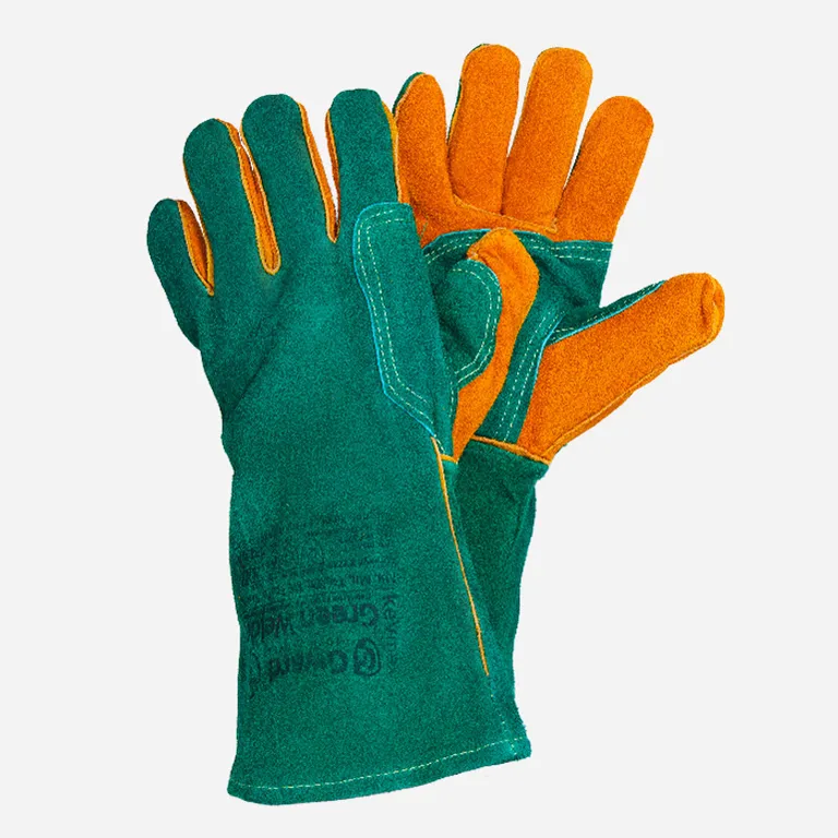 Gward / Краги Gward Green Welder из спилка зеленого цвета с усилением, прошиты огнеупорной нитью