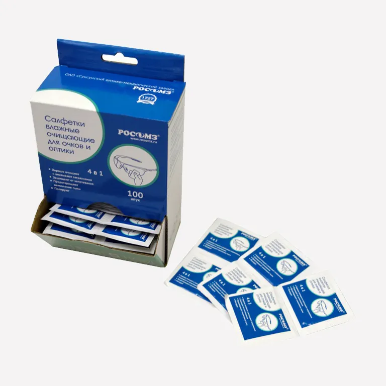 РОСОМЗ / Набор салфеток влажных очищающих в фирменной коробке, 100 шт. арт. 00704