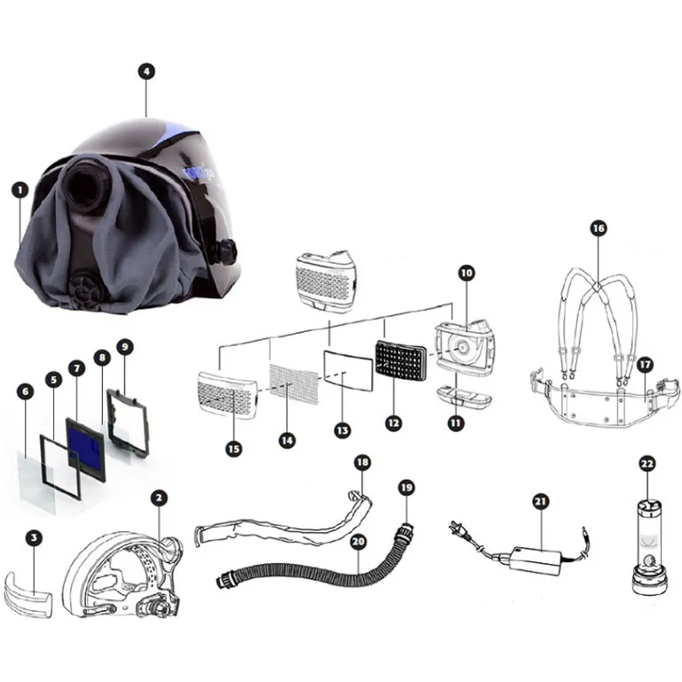 TECMEN / Сварочная маска с автоматическим светофильтром и подачей воздуха Tecmen 815S с PAPR