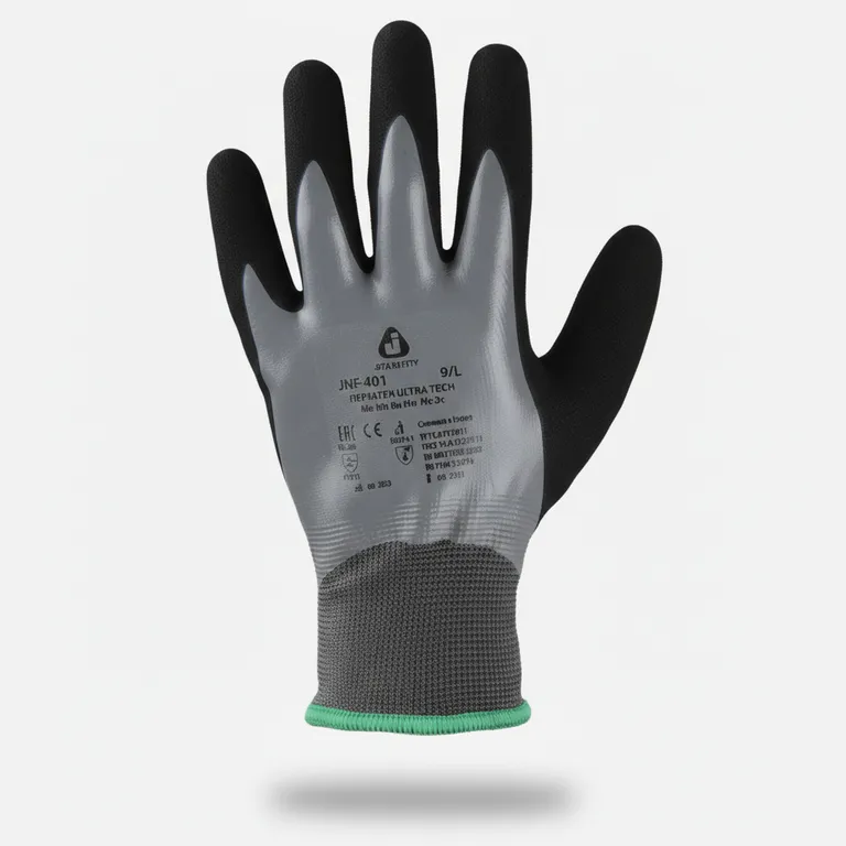 Jeta Safety / Защитные трикотажные перчатки Ultra Tech  JNF-401 с двухслойным нитриловым покрытием