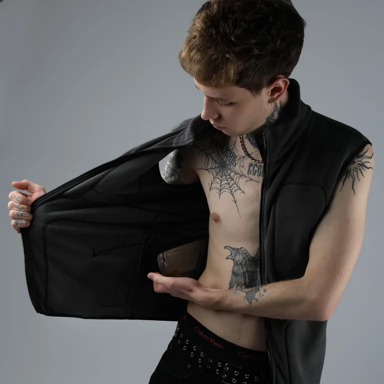 Red Laika / Флисовый жилет с подогревом RedLaika RL-05 (серый) унисекс, 3 модуля батарея 4400 мАч