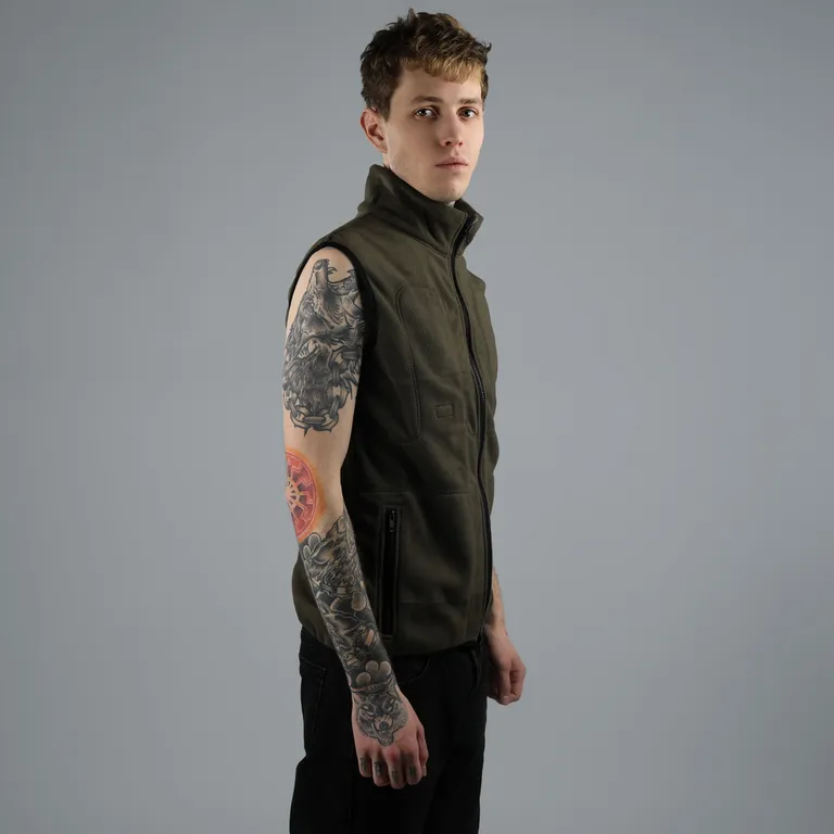 Red Laika / Флисовый жилет с подогревом RedLaika RL-05 (хаки) унисекс, 3 модуля батарея 4400 мАч