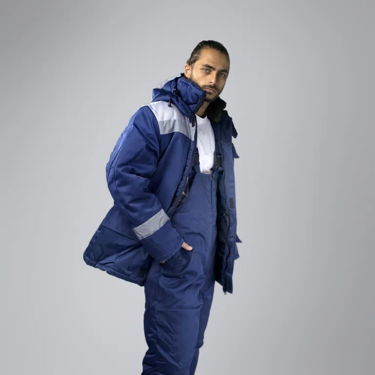 Эталон / Зимний Костюм  "СТАНДАРТ-ЛЮКС" с СОП, синий с серым