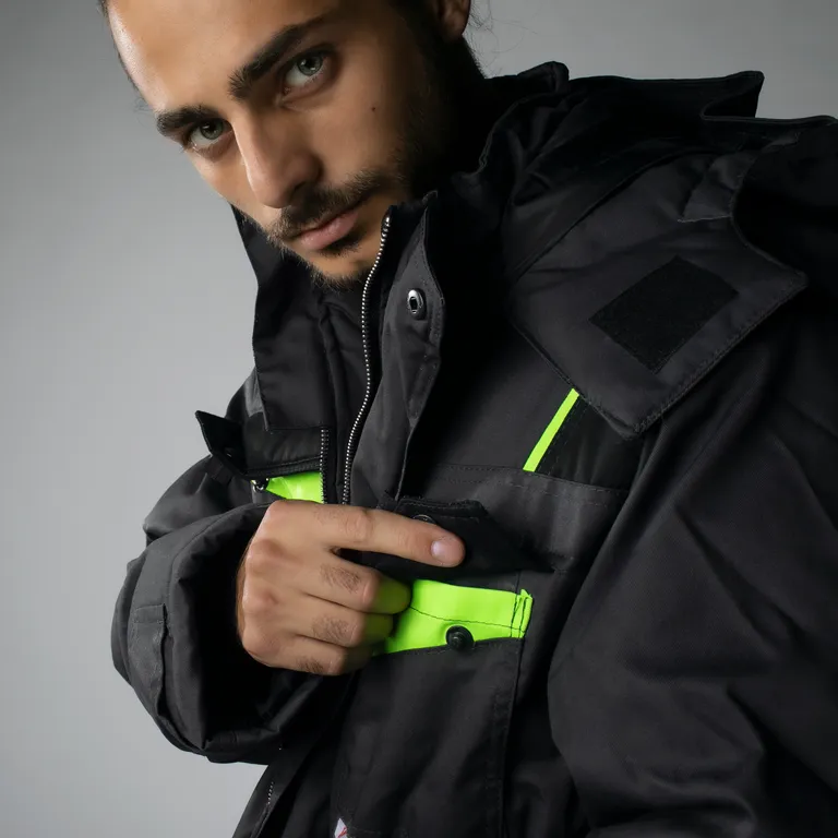 Эталон / Зимний Костюм "КОРВЕТ" зима, куртка/брюки, т.серый/черный/лимон