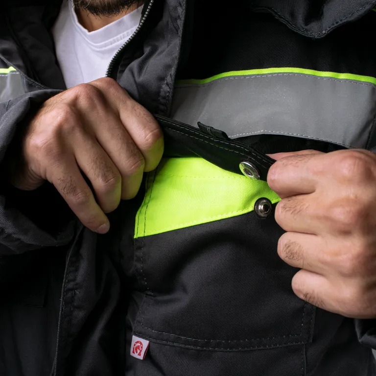 Эталон / Зимний Костюм "КОРВЕТ" с СОП зима, куртка/брюки, т.серый/черный/лимон