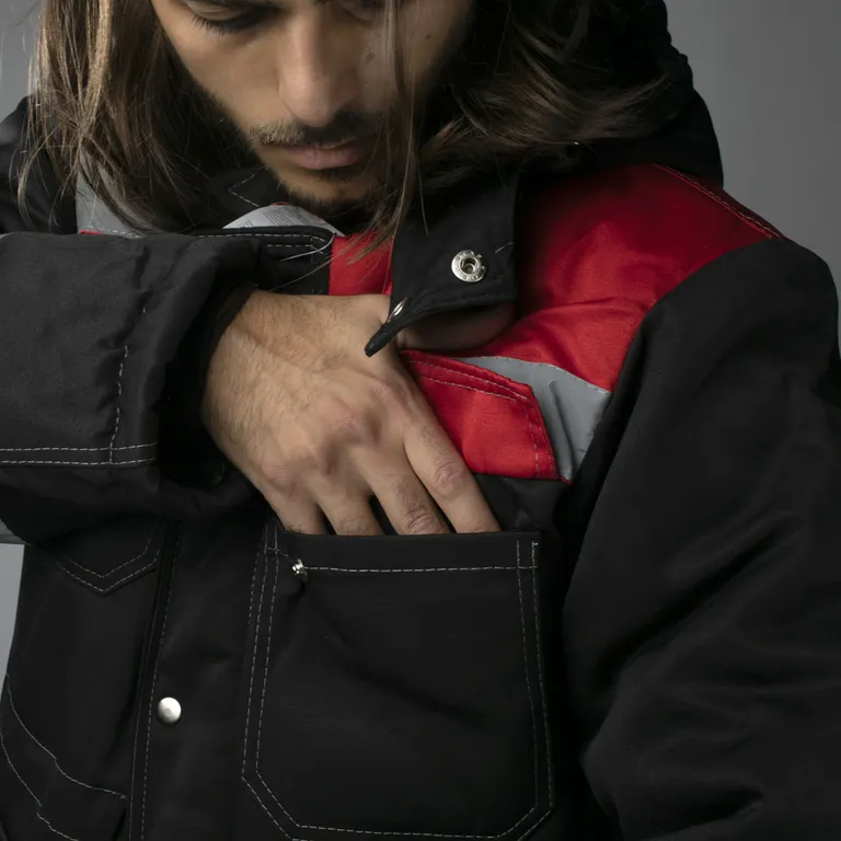 Эталон / Зимний Костюм "АНТЕЙ" с СОП зима куртка п/к черный с красным